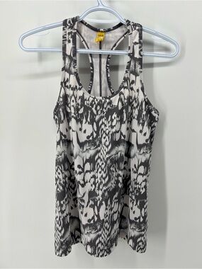 Lole Women’s XS Gray & White Abstract Print Racerback Workout Performance Tank